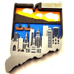 3D Laser cut multi-layered Connecticut state magnet